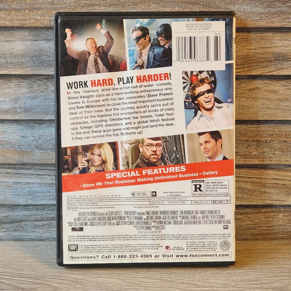 5/$20 Unfinished Business dvd movie - Picture 2 of 4